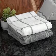 T-Fal Textiles - Toallas de Cocina de 2 Unidades parquet sólido/Cheque Paquete de 2 Gris 2 Unidades - Gris - Ver 6