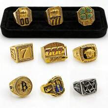 Lucky Ring 777 Men's, 18K Gold Plated Stainless Steel - Luxury Style - 3 - 查看 4