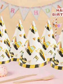 6 piezas Sombreros de papel con patrón de vehículos de construcción, sombreros de fiesta con tema de construcción, sombreros de cumpleaños con tema de construcción, decoraciones de fiesta de cumpleaños, accesorios de fiesta de celebración, decoración de baby shower, fiesta de cumpleaños, decoraciones de fiesta de cumpleaños con tema de construcción, suministros de fiesta de cumpleaños, accesorios de foto de fiesta de cumpleaños, decoraciones de cumpleaños, regalos de cumpleaños, recuerdos de fiesta - vehículo de ingeniería - Ver 6