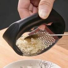 1pc Stainless Steel Curved Garlic Press With Ergonomic Non-Slip Handle! Easily Crush Garlic And Ginger For Cooking, Stir-Frying And Seasoning - Great For Home Kitchen, Dorm And Small Apartment! Perfect For Spring Meal Prep And Summer Grilling! , Easy To Clean, Rust-Resistant - Essential Kitchen Tool! - Default - View 2