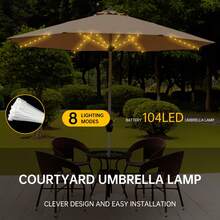 1PC, 96LED Outdoor Umbrella String Lights, 8 Modes LED Battery Operated Fairy Lights, USB Umbrella Pole Lights, Portable Patio Umbrella Lamp, Camping Tent Decor Lights, Garden Backyard Balcony Lights For Patio Garden Party Wedding Holiday Gathering (Without Battery) - LED String Light - View 7