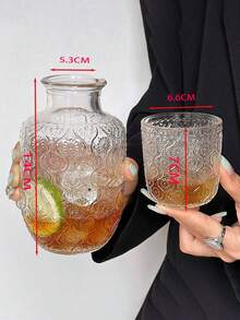 Bộ ly thủy tinh dập nổi: 1 bình và 1 ly [540ml + 145ml] - Lý tưởng cho các loại cocktail đặc biệt, nước chanh, trà đá, đồ uống pha chế và cà phê. - Nhiều màu - Xem 7