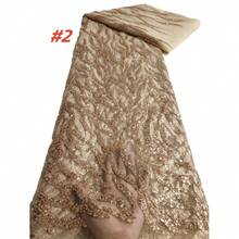 Luxury African Groom Beaded Lace Fabric, 2026 High-Quality Nigerian Sequin Lace Fabric For Sewing Party Dress Materials - A - View 4