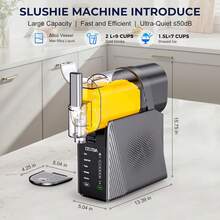 YASHE Slushie Machine-88oz Slushy Machine For Home, Frozen Drink Maker, No Ice Needed, One-Touch Slush Machine With 6 Preset Programs Self-Clean Function For Margarita, Smoothie, Milkshake, Frozen Cocktails,201stainless Steel - Default - View 7