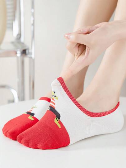 1 đôi tất hoạt hình không lộ cổ chân dành cho nam và nữ, tất thuyền chống trượt, tất mắt cá chân thấp và tất lót thoáng khí thường ngày.