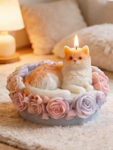 1pc Sitting Maine Coon Cat Silicone Candle Mold With Hair Details For Handmade Crafts, Home Decor, Ideal Female Gifts And Birthday Gift Silicone Mold - A - View 5