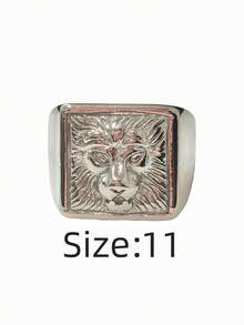 1枚狮头嘻哈复古哥特风个性休闲男士戒指，316不锈钢材质，18K真空镀金，经久耐用，防水防褪色，适合日常通勤、商务场合、街头派对、时尚搭配。 - 獅子頭男士戒指 - 查看 18