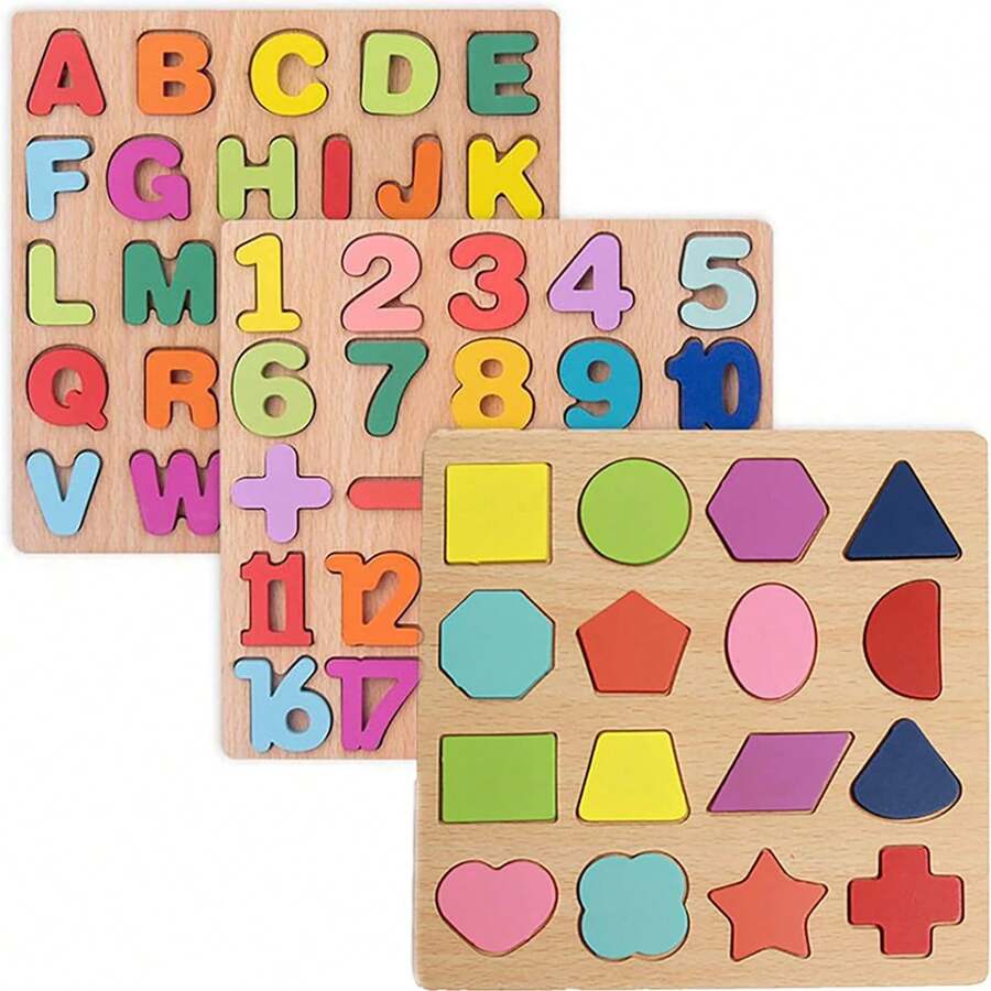 Number Puzzle Wooden Puzzles For Toddlers 3 4 5 Year Old, Shape Learning Puzzles Toys With Puzzle Board & Number Blocks, Preschool Educational For Girls Boys - 彩色 - 查看 1