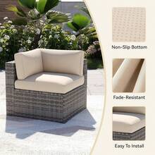 Aoxun 14pcs Patio Cushion Covers, Waterproof Outdoor Furniture Cushion Covers With Zipper And Non-Slip Bottom, Patio Sofa Couch 3 Sizes Patio Sectional, Covers Only (Beige) 3IW2 - Màu xanh da trời - Xem 5