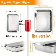 3个装不锈钢长方形烤盘 - 用于烤薯条，尺寸为25.5 x 20 x 6厘米 - 方盤三個 - 查看 8