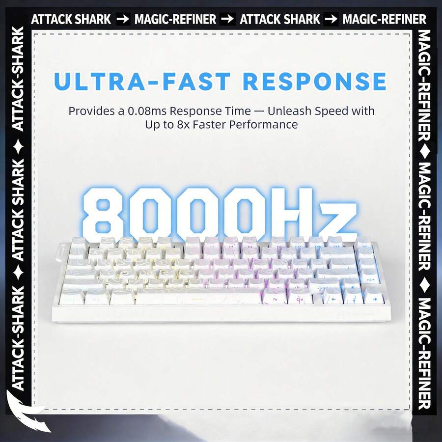 ATTACK SHARK R82HE 75% Mechanical Keyboard | 8K Polling Rate 0.08ms Latency | RGB HIFI Sound Effect For E-Sports Gaming - View 1