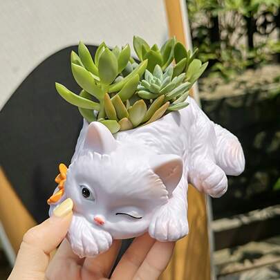1个创意猫形多肉植物盆栽，家居客厅桌面装饰花瓶，阳台插花容器，庭院花盆，理想的家庭礼物，房间装饰，客厅装饰，办公室装饰，庭院园艺多肉植物花盆，种植盆，园艺用品，花园装饰，母亲节礼物
