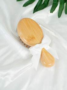 1pc/ 2pcs/ 3pcs Bamboo Mini Cushion Hair Brush With Bow, Compact Bamboo Bowknot Air Cushion Brush, Portable Small Paddle Brush With Decorative Bow – Natural Wood Detangling Brush For Women, For Purse, Travel, Gym, Office, Quick Styling – Perfect Valentine's Day, Birthday, Christmas, Anniversary Gift For Her, Friend, Sister, Daughter ( Natural Bamboo, Lightweight Mini) ﻿ ﻿ - Multicolor - View 7