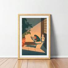 1幅趣味青蛙上厕所帆布墙画海报,卡通动物读报浴室装饰,现代家居墙面装饰,帆布画,墙面装饰礼品,无框 - 復古的 - 查看 9