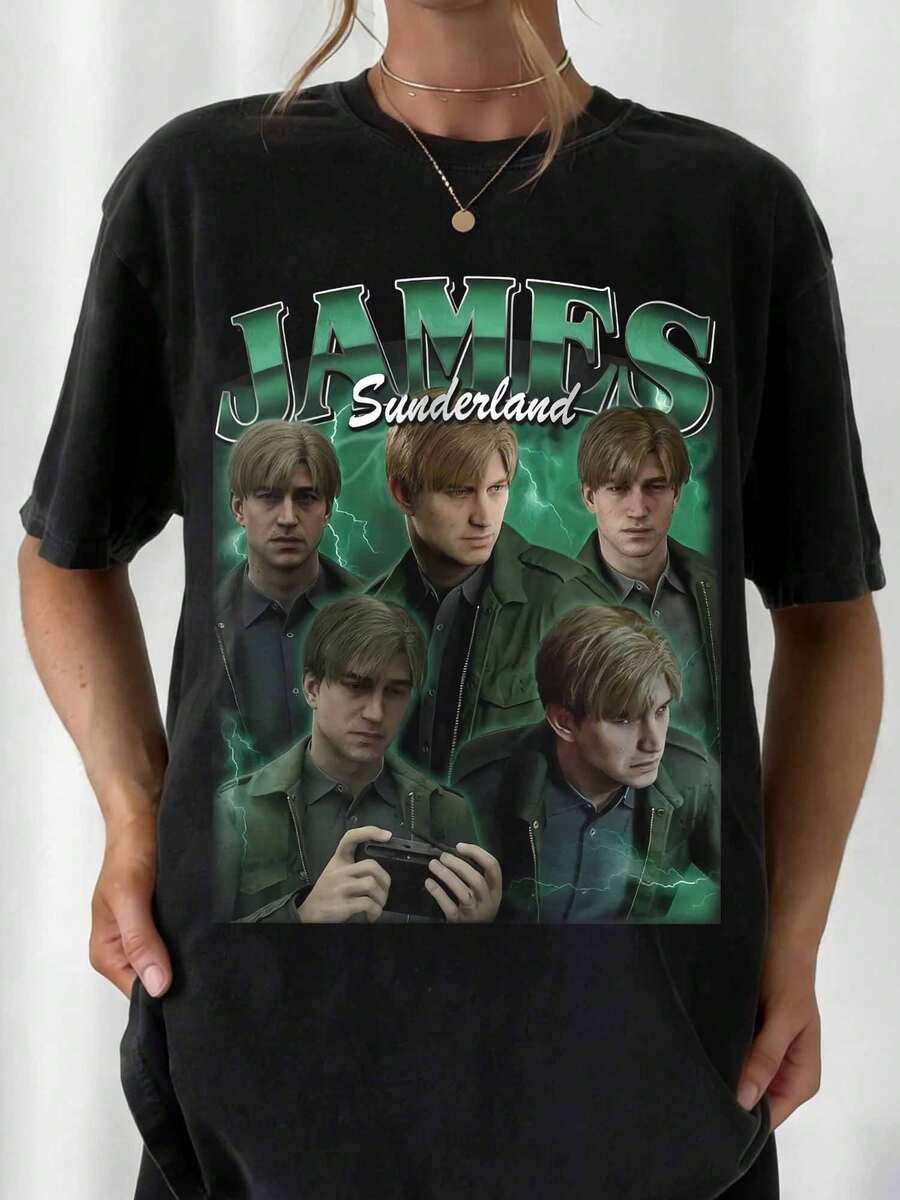 James Sunderland Shirt, Silent Hill Inspired T Shirt, Horror Game Graphic Tee, Psychological Horror Shirt, Unisex Gamer Gift - 黑色 - 查看 1