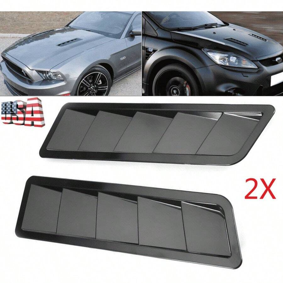2x Universal Car Hood Vent Louver Scoop Cover Air Flow Intake Cooling Panel Trim - default - View 1