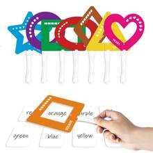 hoojojo 8Pcs Shape Flash Cards Handheld Paddles – Color & Shape Recognition Educational Toy, Learn English Words Classroom Interactive Teaching Aid,Back To School - Multicolor - View 7
