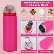 Botella de agua de acero inoxidable 800ml con pajita, de gran capacidad, adecuada para deportes al aire libre, portátil, con aislamiento al vacío, material de acero inoxidable, ideal para viajes, gran capacidad, adecuada para usar en restaurantes deportivos. - Morado - Ver 11