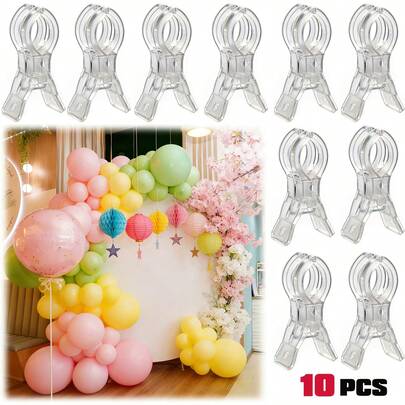 10pcs 3.5 Inch Heavy Duty Transparent Plastic Spring Clamps | Multipurpose Balloon Arch Clips For Backdrop Fixing, Sturdy Craft Clamps For Birthday Party Decoration, Woodworking Projects & Photography Studios, Essential Tool Kit For Enthusiasts