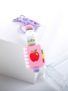 1 pieza Margarita, Cara sonriente, Manzana, Taza Llavero de cuentas de silicona, Accesorio colgante para mochila, Llavero anti-pérdida, Día del maestro, Regalo de regreso a la escuela, Regalos para madre, padre, graduación y maestro - 2579 - Ver 7