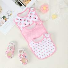 3件装婴儿围兜，超柔软面料，带可调节按扣，适合女宝宝 - 混合色 - 查看 4