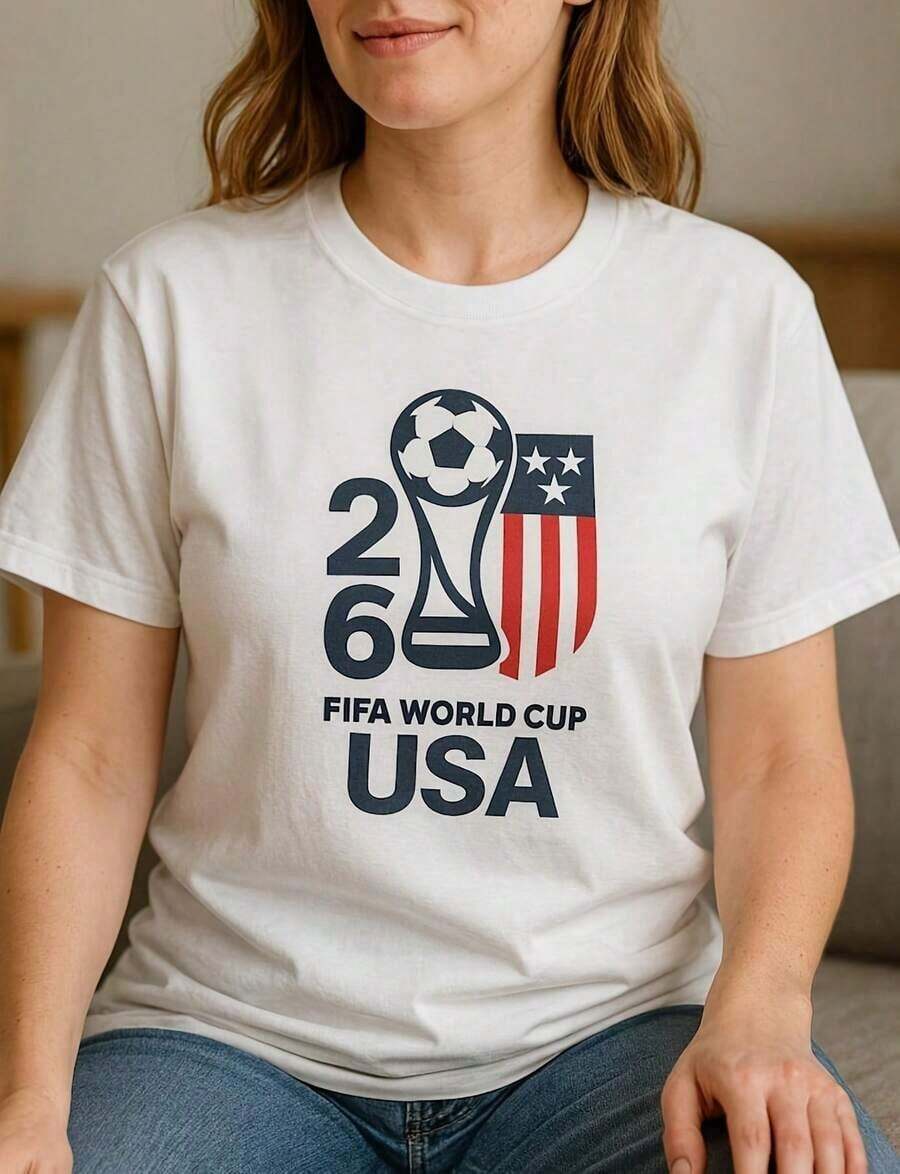 World Cup 06 T-Shirt, Soccer Shirt, USA International Soccer Game, Soccer Gift, Football Tee, Uni T-Shirt220G Heavyweight 100% Cotton T-Shirt. With Butterfly Print Pattern, Suitable For Girls And Wo's Short Sved Round Neck Inspirational Shirt, Cute Aesthetic Y2K Style Summer Top, Suitable For Outdoor, Family, Work Or Street Wear Casual Loose Daily T-ShirtLeisure - 白色 - 查看 1