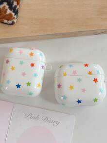 简约彩色星形耳机保护套，兼容苹果Pro 3、1/2、Pro 2，防摔保护套，韩版女款 - 白色 - 查看 10