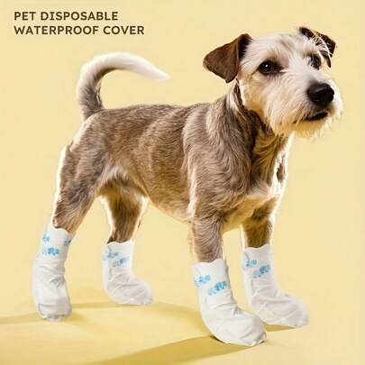 40/60件/套一次性宠物爪套及绷带套装，透气爪套，适用于犬猫，户外防水宠物鞋，适合雨天使用，超值套装