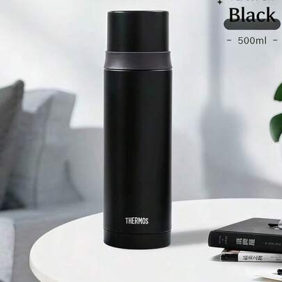 500ml Portable Vacuum Insulated Water Bottle With Cup Lid