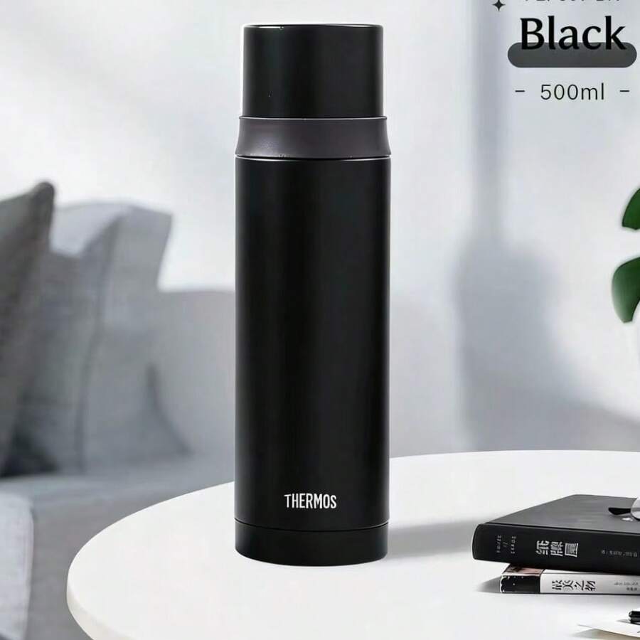 500ml Portable Vacuum Insulated Water Bottle With Cup Lid
