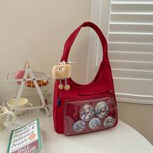 Portable Japanese Style Transparent Ita Bag For Women Large Capacity Canvas Tote Bag Casual PVC Lolita Handbag Daily - 黃色 - 查看 1