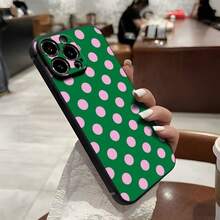 Ốp điện thoại họa tiết chấm bi, thiết kế hồng và xanh lá cây, tương thích với các dòng 16, 15, 14, 13, 12, 11 Pro, chất liệu bền, chống sốc. - màu đen - Xem 3