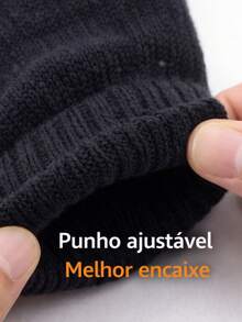 Unisex Black Winter Gloves - Warm, Comfortable Fabric, Ideal For Cold Weather And Everyday Use - màu đen - Xem 4