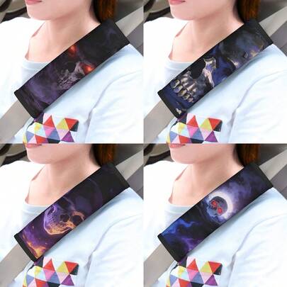 Skull Pattern Car Seat Belt Shoulder Pads, Car Safety Belt Protector, Suitable For All Seasons And Various Vehicle Models