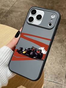 F1 Racetrack Print Phone Case, 2-In-1 Shockproof Protective Cover, TPU + PC Dual-Layer Protection, Racing Fans Design, TPU Soft Frame + Hard PC Backplate, Raised Lens Protection, Anti-Slip Texture, Fingerprint-Resistant, Suitable For Commuting, Racing Events, Fashionable Outfits, Ideal Gift For Birthday, Graduation, Holidays, Compatible With IPhone And Galaxy - Black - View 4