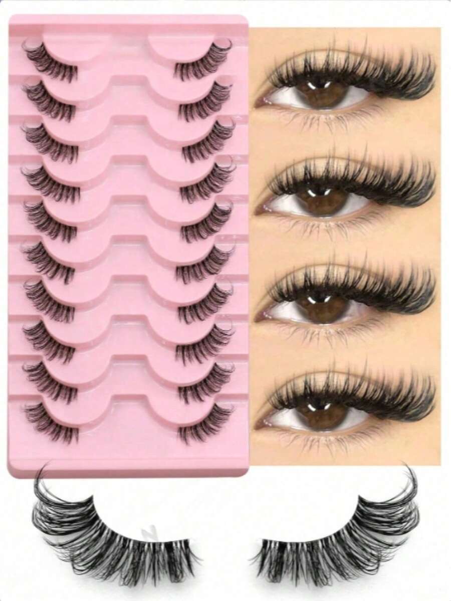 Half-Strip Transparent Cat Eye False Eyelashes, Short Soft 3D Mink-Like Natural Look Eyelashes (JA2501) Eyelash Strip, Eyelashes, False Eyelashes - Black - View 1
