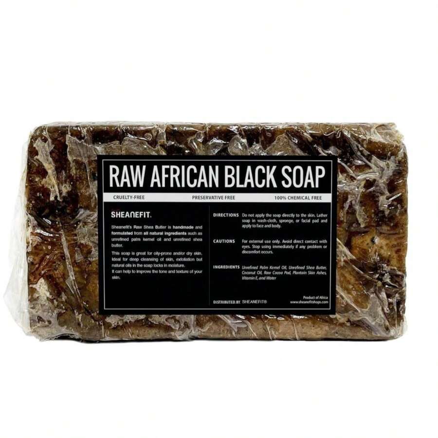 Sheanefit Raw African Black Soap Bar - For All Skin Types - Face, Body, Hair Soap Bulk Bars (15 Ounce (Pack Of 1) - ColorA - View 1
