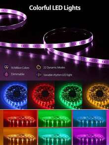 1-30m/Set Smart LED Strip Lights, 5050 RGB, Flexible Tape Lights For TV Backlight, Gaming Room, Christmas, Valentine's Day Decoration - 彩色 - 查看 10