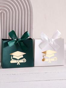 Juego de 3 cajas de regalo de graduación, esquema de colores blanco rojo verde, caja de dulces para fiesta de temporada de graduación, caja de regalo de celebración de graduación 2026 Feliz de ser graduado, caja de almacenamiento de decoración de ceremonia de graduación, opción de regalo exquisita - Ver 5