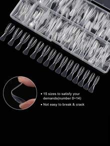 240 peças/Caixa Formas de Unhas Reutilizáveis para Sanduíche, Formato de Amêndoa, 15 Tamanhos, Moldes de Extensão de Unhas com Guia, Ferramenta de Manicure para Salão e DIY em Casa - Transparente - Visão 5