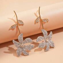 Rhinestone Metal Patchwork Flower Earrings – Light Luxury High-End Studs – Fashion Versatile Personality Earrings - Kim bạc số 49 - Màu bạc - Đỏ - Xem 5
