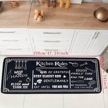Black And White Kitchen Rugs, Non-Slip Washable Super Soft Fiber Mat, Kitchen Rules Themed Soft Pad Runner Carpet Decor Set - contracted design - View 16