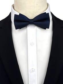 1 pieza Corbata de moño texturizada azul marino para hombre - Azul Marino - Ver 3