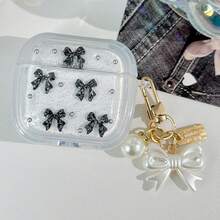 Hộp đựng tai nghe Apple thời trang (1 chiếc) có thiết kế nơ ngọc trai 3D màu đen, các chi tiết nơ màu đen và mặt dây chuyền nơ vàng. Sản phẩm chống sốc, bảo vệ và chống bụi, thời trang và đẹp mắt, phù hợp cho thanh thiếu niên và người trẻ tuổi, có thể sử dụng hàng ngày hoặc làm quà tặng. - Nhiều màu - Xem 4