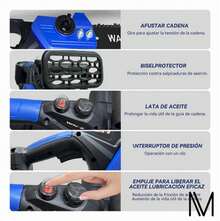 Motosierra Eléctrica Inalámbrica Portátil Moto Sierra 12 Pulgadas Mano Portátil Con 5 Cadenas Y 2 Batería Y 1 Cargador Y Guantes Ajuste Automático Por Perilla, Herramienta De Jardinería - A - Ver 6
