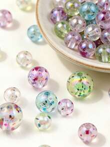 300-1000pcs Acrylic Beads, Transparent Coated Iridescent Round Beads, DIY Jewelry Making Materials For Necklace, Bracelet, Earrings, Pendant - DIY - View 7