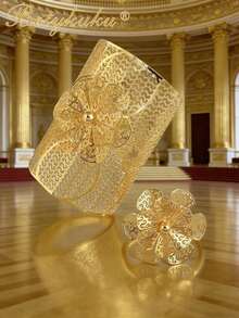 Betykuku 1 Miếng Kim loại Dubai Ả Rập Arabia Phong cách Vàng Nhẫn Có nhẫn Đối với phụ nữ , Cô gái , Buổi tiệc Và Lễ cưới - Vàng - Xem 3