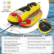 Yellow Inflatable Towable Tube Banana Boat For Boating,Inflatable Boat, Inflatable Floating Object, Rubber Boat - Yellow - View 10
