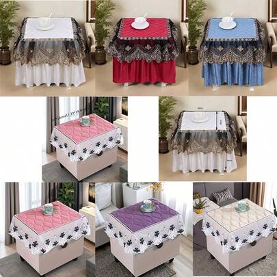High-End Luxury Lace Bedside Cabinet Cover, Bedroom Dust-Proof Protective Sleeve, European Style Fabric Universal Cover Cloth
