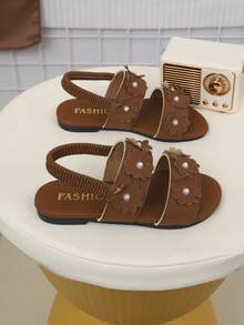 Children's Fashionable Summer Flat Sandals, One-Piece Sandals, New Stylish Elegant Minimalist - Brown - View 5